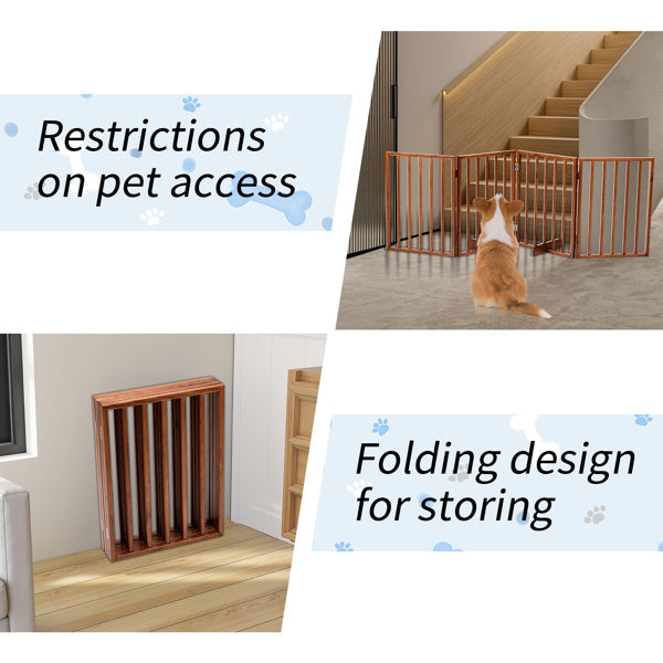 24 Inch Brown Foldable 4-piece Pet Fence