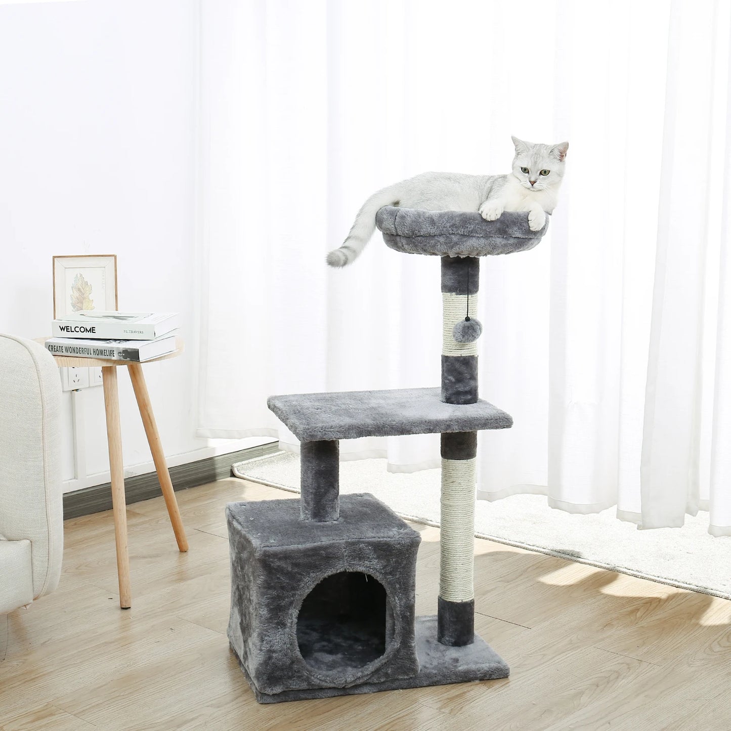 Pet Cat Jumping Toy with Ladder Scratching