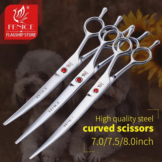 Professional Dog Cat Hair Trimming Shear Up Curved Scissors