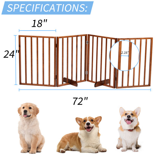 24 Inch Brown Foldable 4-piece Pet Fence