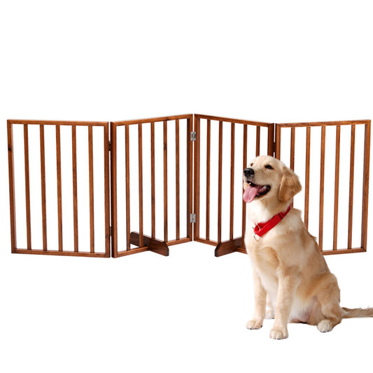 24 Inch Brown Foldable 4-piece Pet Fence